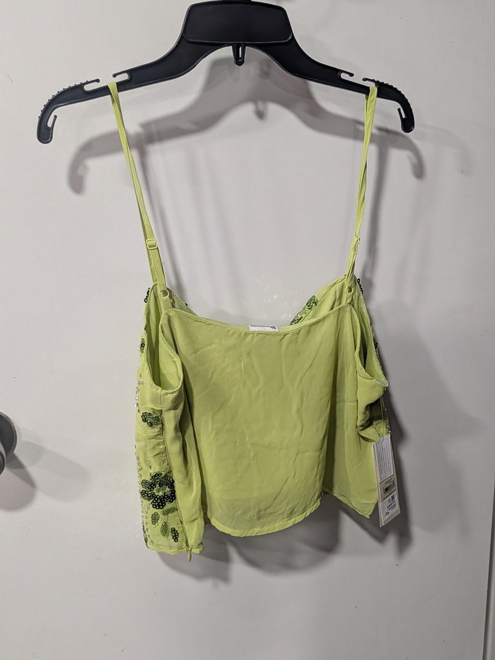 No Boundaries Lime Green Beaded Cami Crop Top - Picture 2 of 3